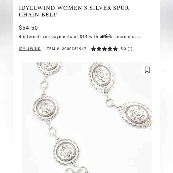 Miranda Lambert Idyllwind silver spur chain belt - Picture 4 of 4